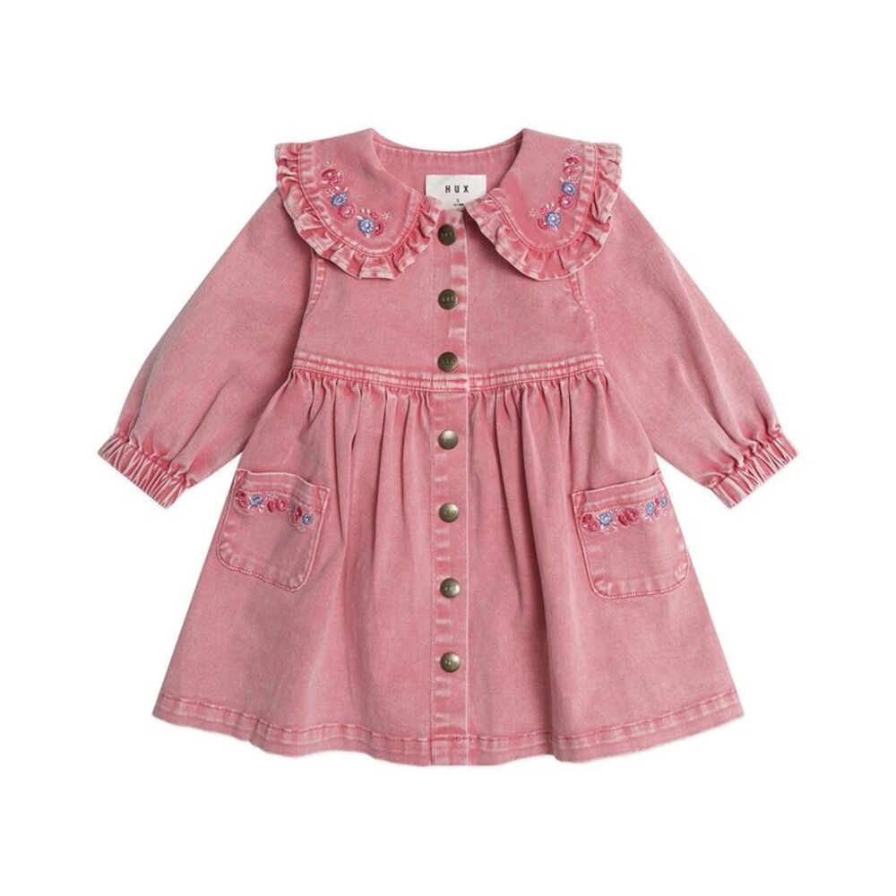 Huxbaby Girls Vintage Floral Collar Dress, Orange